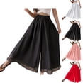 thumbnail image 1 of Antinious Travel Pants Women Solid Casual Double Layer Chiffon Silm Wide Leg Dress Pants,Winter Pants for Women,Sweatpants Women,White,L, 1 of 5