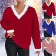 thumbnail image 1 of Antinious V Neck Long Sleeve Shirts for Women Casual Fall Tops Plus Size Sweater,Sweatshirt for Women,Going Out Tops for Women,Red,L, 1 of 5
