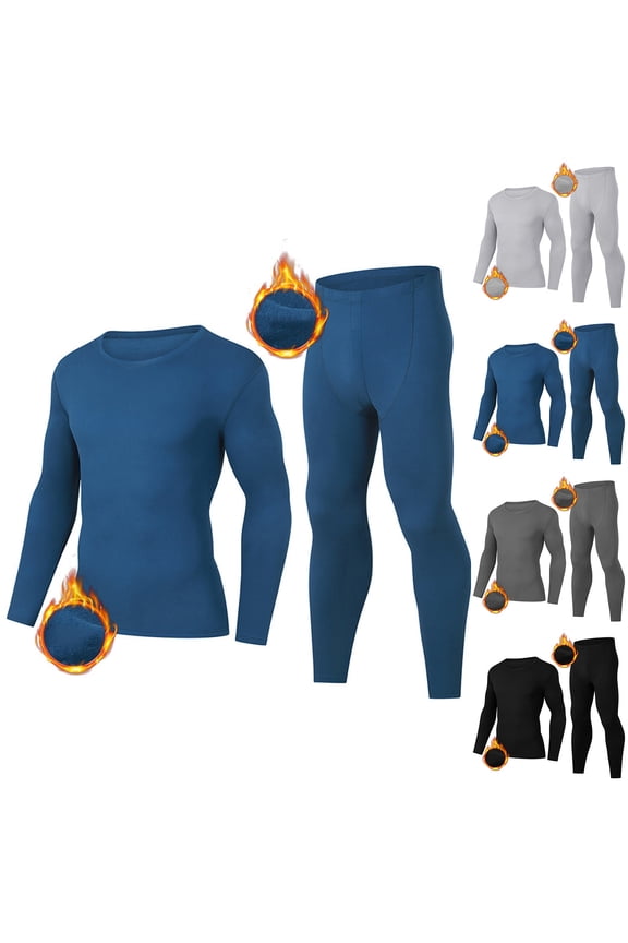 Warm Hooded Sweatshirts Set for Men,Track Suits for Men Set,Mens Pajamas Set Solid Casual Warm Long Sleeve Round Neck Sleepwear Outfits,Blue,S