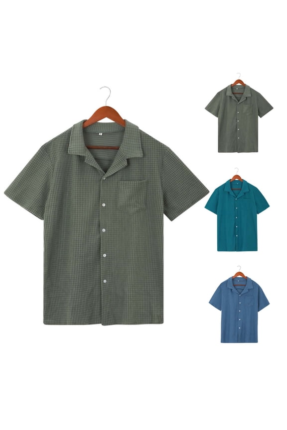 Warm Hooded Sweatshirts Set for Men,Track Suits for Men Set,Man Short Sleeve Solid Lapel Button Fashion Fallow T-Shirt,Green,M