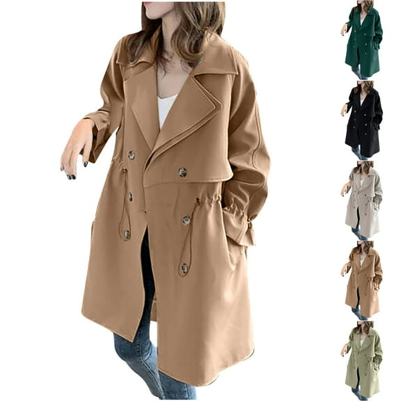 Antinious Winter Coats for Women Outerwear Coat Solid Long Sleeve Mid-Length Lightweight Casual Jacket,Women Winter Sweater Coat,Womens Trench Coat,White,XL