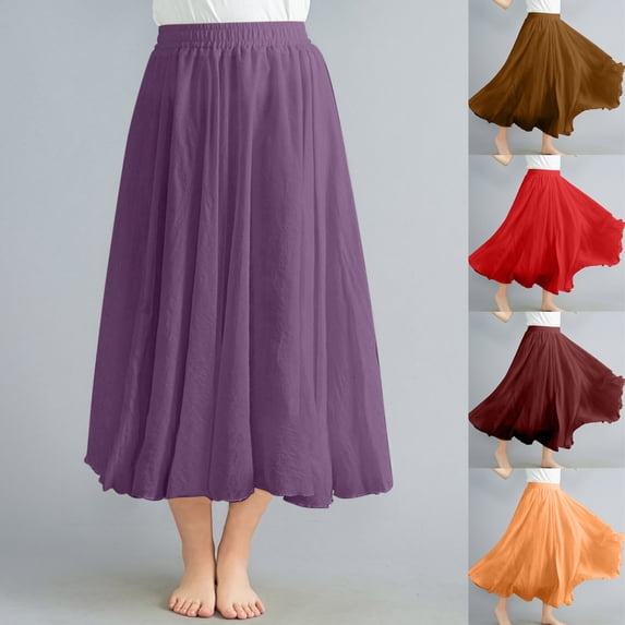 Antinious Winter Skirts for Women,Skirts for Women Trendy,Evening Dresses for Women Casual Solid Oversized Party Dress,Wine,Free Size