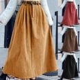 thumbnail image 1 of Antinious Women Solid Corduroy Waist Comfortable Versatile Long Skirts, 1 of 5