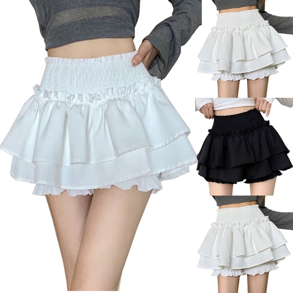 Antinious Winter Skirts for Women,Skirts for Women Trendy,Fall And Winter Slim Temperament Dress Pleated Skirt,White,XL