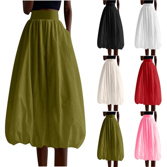 Antinious Winter Skirts for Women,Skirts for Women Trendy,Fall Dresses for Women Casual With Pocket Print Loose Women Dress,White,M