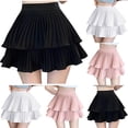thumbnail image 1 of Antinious Women Solid High Waist Multi Ruffle Dance Versatile Pleated Mid-Calf Skirts, 1 of 5