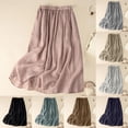 thumbnail image 1 of Antinious Women Solid Elastic Waist Multi Pocket Loose Versatile Mid-Calf Skirts, 1 of 4