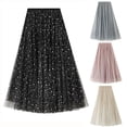 thumbnail image 1 of Antinious Women Print Mesh Sequin Flowy Party Versatile Mid-Calf Skirts, 1 of 5