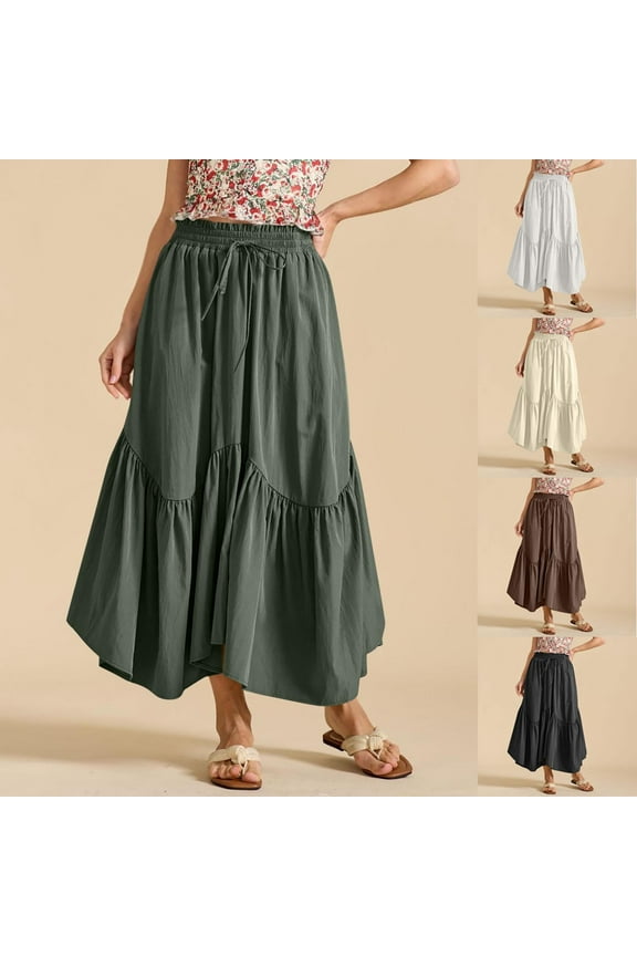 Winter Skirts for Women,Skirts for Women Trendy,Fashion Women Casual Solid Long Dress,White,M