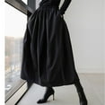 thumbnail image 1 of Antinious Winter Skirts for Women,Skirts for Women Trendy,Fashionable Skirts for Women Solid Hanging Mid Length Belt Casual Style Midi Skirt,Black,XL, 1 of 5