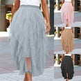 thumbnail image 1 of Antinious Women Solid Hanging Mid Length Belt Casual Midi Skirt Trendy,Gray,M, 1 of 5