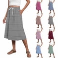 thumbnail image 1 of Antinious Women Print Dstring Side Pocket Loose Trendy Versatile Pencil Knee-High Skirts, 1 of 5