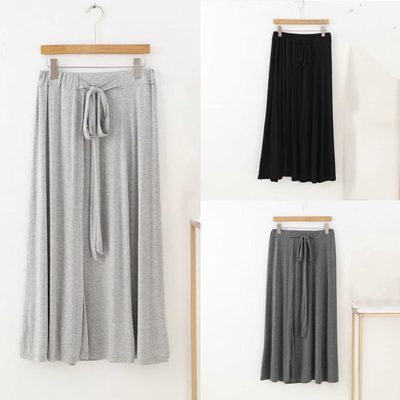 Antinious Winter Skirts for Women,Skirts for Women Trendy,Silk Skirts for Women Solid Casual Loose Long Skirts,Dark Gray,M
