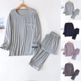 thumbnail image 1 of Antinious Winter Sleepwear Outfits for Men,Mens Loungewear Set,Mens Pajamas Set Solid Casual Round Neck Long Sleeve Pants Set Sleepwear,Dark Gray,M, 1 of 5