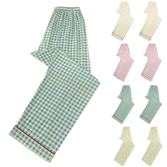 Antinious Women Casual Plaid Print Length Elastic Waist Sleep Pnats,Women Home Trousers,Fall Pajamas Women Pants,XL,