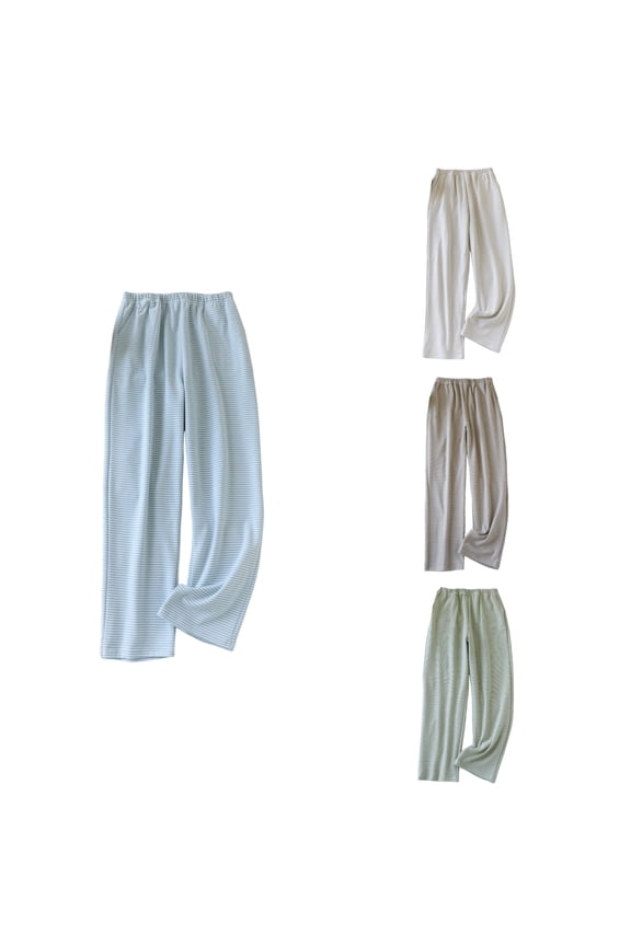 Women Casual Striped German Velvet Pajama Pants With Pockets,Winter Pants for Women,Pajama Pants Women,Green,M