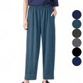 thumbnail image 1 of Antinious Women Elastic Waist Plus Size Pajama Pants Loose Solid Pocket High Waist Straight Leg Loungewear Soft, 1 of 5