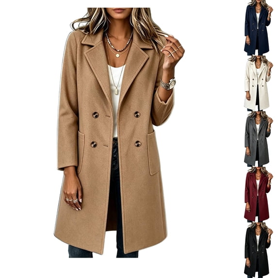 Antinious Women Fall Winter Button Jacket Collared Loose Long Style Lined Solid Long Sleeve Overcoat