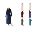 thumbnail image 1 of Antinious Women Plus Size Solid Leisure Robes Long Sleeve Thick Flannel Hot Bathrobe with Pockets,Robes for Women,Women Pajamas Bathrobes,Gray,M, 1 of 5