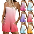 thumbnail image 1 of Antinious Women Gradient Print Sleeveless Pocket Wide Leg Shorts Romper Summer with Loose Style, 1 of 5