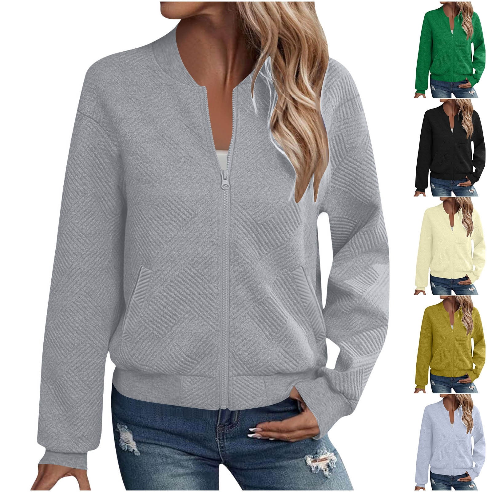 Heartbeat Petals Blue Zippered Collared Lightweight Jacket