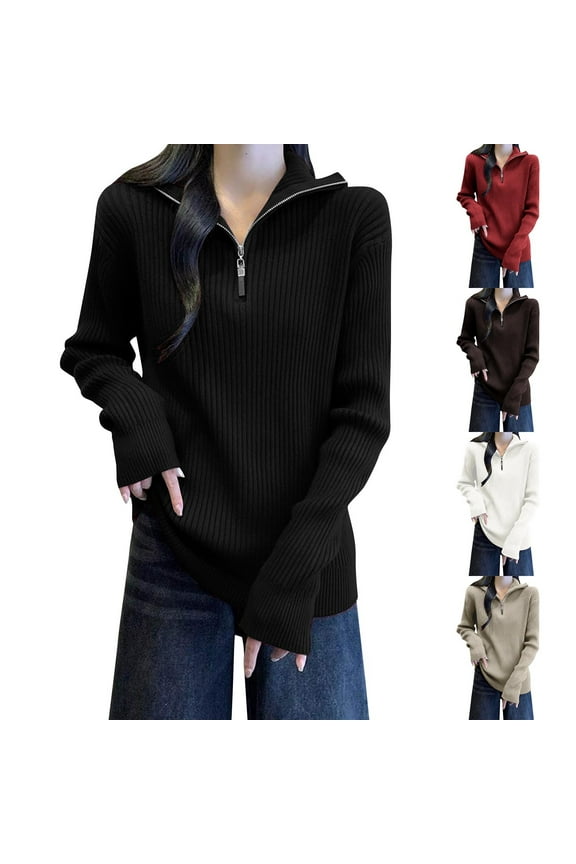 Women Hooded Zipper Jacket Solid Loose Half Zip Lapel Long Sleeve Knit Sweater Coats,Women Trench Coat,Womens Jackets Trendy,Red,Free Size
