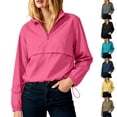 thumbnail image 1 of Antinious Women Casual Windbreaker Jacket Collar Drawstring Hem Hoodless Solid Long Sleeve Comfy, 1 of 5