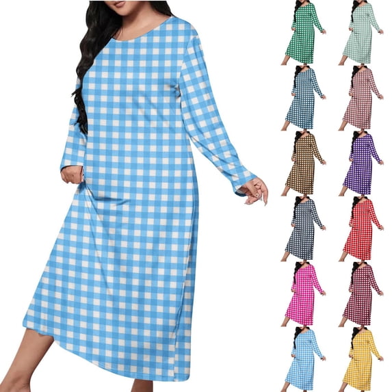 Antinious Women Long Length Soft Summer Home Dress Long Sleeve Plus Size Nightgowns