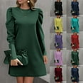 thumbnail image 1 of Antinious Women Long Sleeve Elegant Princess Dress Solid Color Turtleneck Slim Knee Length Wedding Guest Dress,Fall Winter Savings!Birthday Dresses for Women,Women Party Dress,Navy,M, 1 of 4