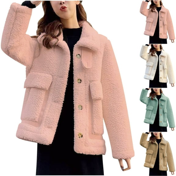 Antinious Women Long Sleeve Fleece Sheep Shearling Coat Sleeveless Hat Casual Outerwear Knit Jacket Shacket Jacket,Women Sweater Coat,Womens Trench Coat,White,L