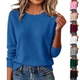 thumbnail image 1 of Antinious Women Long Sleeve Round Neck Solid Loose Versatile Knit Pullover Sweater, 1 of 5