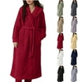thumbnail image 1 of Antinious Women Long Sleeve Solid Hooded Pocket Drawstring Robes Fleece Sleepwear Robe Extended Length Bathrobe for Home,Robes for Women,Women Pajamas Bathrobes,Purple,XL, 1 of 4