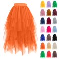 thumbnail image 1 of Antinious Women Mid-Calf Skirts High Waist Puffy Cake Mesh Sequin Solid Ruffle Flowy Dance Performance Versatile Skirts, 1 of 3