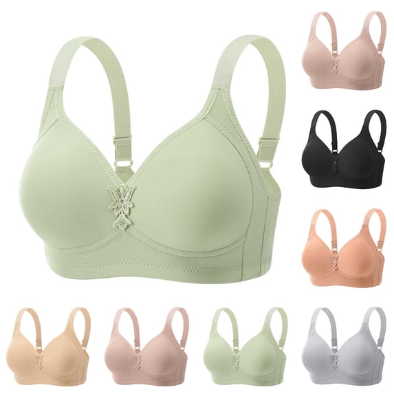 Antinious Women Plus Size Solid Back Closure Wireless Breathable Comfortable Everyday Bras