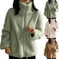 thumbnail image 1 of Antinious Women Plus Size Solid Fleece Thickened High Neck Long Sleeve Warm Outerwear Coat,Women Sweater Coat,Womens Trench Coat,Khaki,XL, 1 of 5