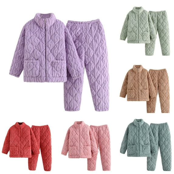 Antinious Women Plus Size Solid Long Sleeve Flannel Pajamas Set,Pajamas for Women Set,Ladies Sleepwear Outfits,Coffee,XL