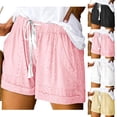 thumbnail image 1 of Antinious Women Plus Size Solid Drawstring Elastic Waist Pocket Casual Breathable Shorts, 1 of 5