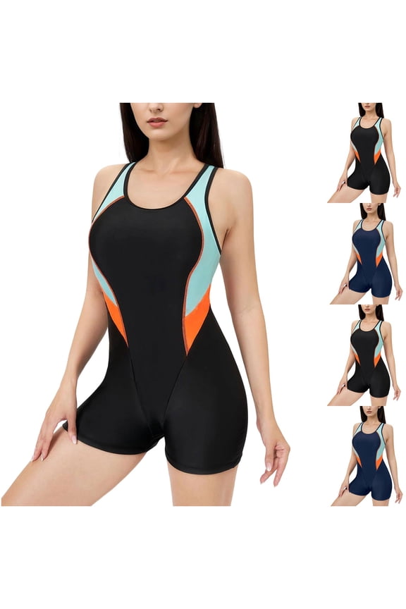 Women Print Crewneck Swim Dress Lightweight Relaxed Bikini Set