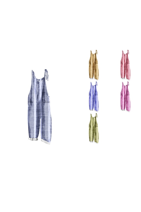 Women Print Sleeveless Overall Plus Size Loose Wide Leg Jumpsuit