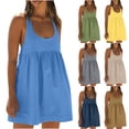 thumbnail image 1 of Antinious Women Short Sleeve Round Neck Solid Drawstring Waist Casual Dress, 1 of 5