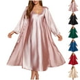 thumbnail image 1 of Antinious Women Silk Like Satin Print Nightdress Robe Soft Home Wear Sleepwear Outfit,Winter Pajamas for Women Set,Women's Sleepwear Outfits,Wine,XL, 1 of 5