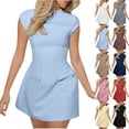 thumbnail image 1 of Antinious Women Sleeveless Round Neck Solid High Waist Slim Dress, 1 of 5