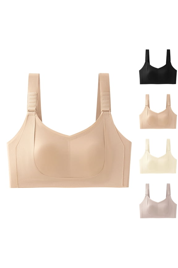 Women Solid Adjustable Shoulder Wireless Support Gentle Relaxed Everyday Bras