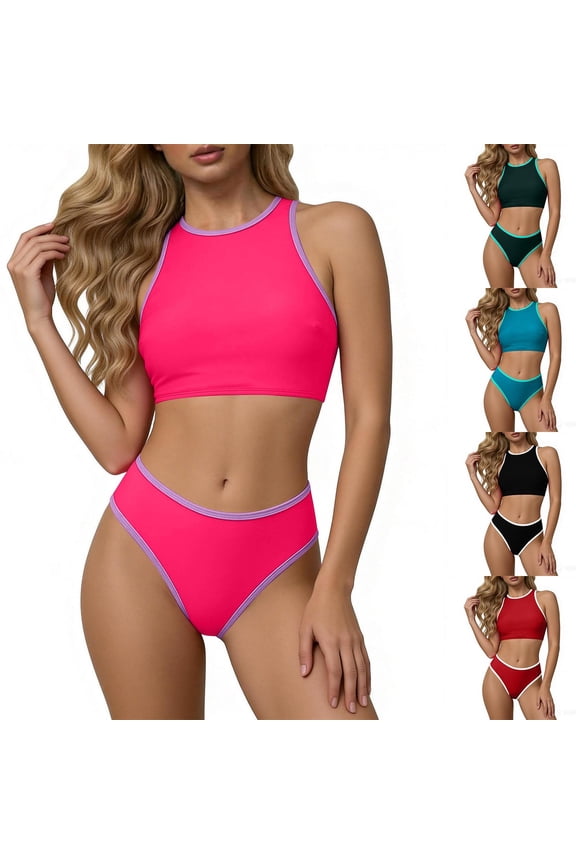 Women Solid Bikinis Tops Lightweight Relaxed Breathable Soft Swim Set