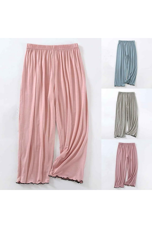 Women Solid Casual Elastic Waist Long Sleep Pants Comfy,Women Home Trousers,Fall Pajamas Women Pants,M,