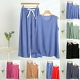 thumbnail image 1 of Antinious Women Solid Satin Wide Leg High Waisted Sleeveless Loose Outer Wearable Sleepwear,Pajamas for Women Set,Women's Sleepwear Outfits,Purple,XXXXXL, 1 of 3