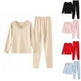 thumbnail image 1 of Antinious Women Solid V Neck Long Sleeve Long Pants Warm Casual Sleepwear Home Outfit,Pajamas for Women Set,Ladies Sleepwear Outfits,Pink,XXL, 1 of 3