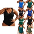 thumbnail image 1 of Antinious Women Solid Contrast Tone Pocketed Brief Active Tankini Bikinis Set Outdoor Beach Swim Wear, 1 of 5
