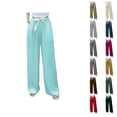 thumbnail image 1 of Antinious Women Elastic Waist Pajama Full Length Pants Solid Loose Wide Leg Basic Daily Bottoms, 1 of 4