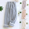 thumbnail image 1 of Antinious Women Solid Flannel Lined Loose Warm Straight Leg Elastic Waist Sleep Pants Pajamas Bottom, 1 of 5